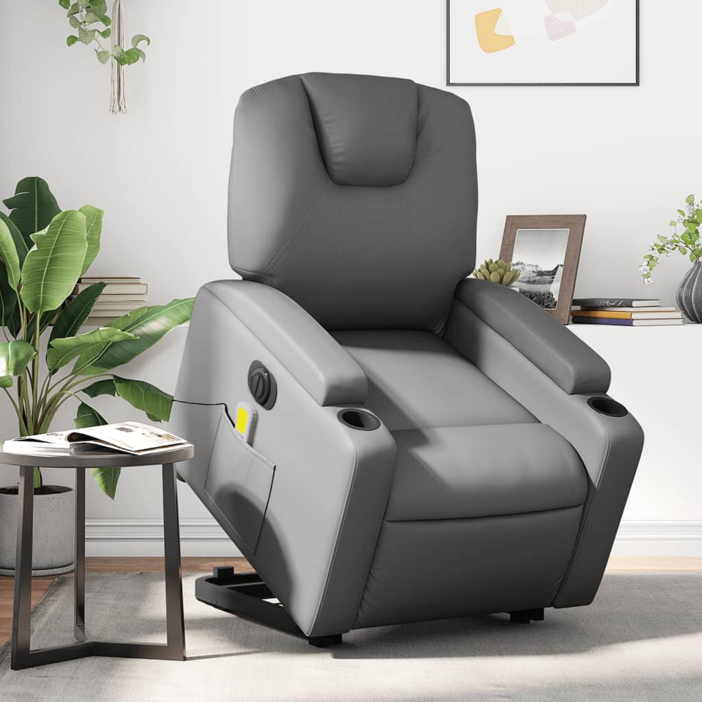 Sta-op-massagestoel elektrisch kunstleer grijs is nu te koop bij PeponiXL, paradijselijk wonen!