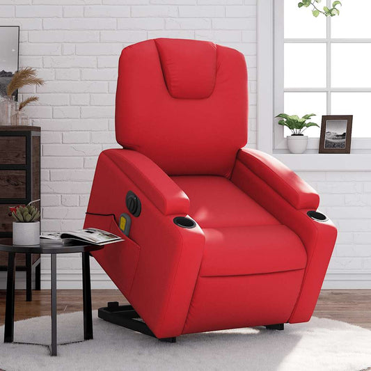 Sta-op-massagestoel elektrisch kunstleer rood is nu te koop bij PeponiXL, paradijselijk wonen!