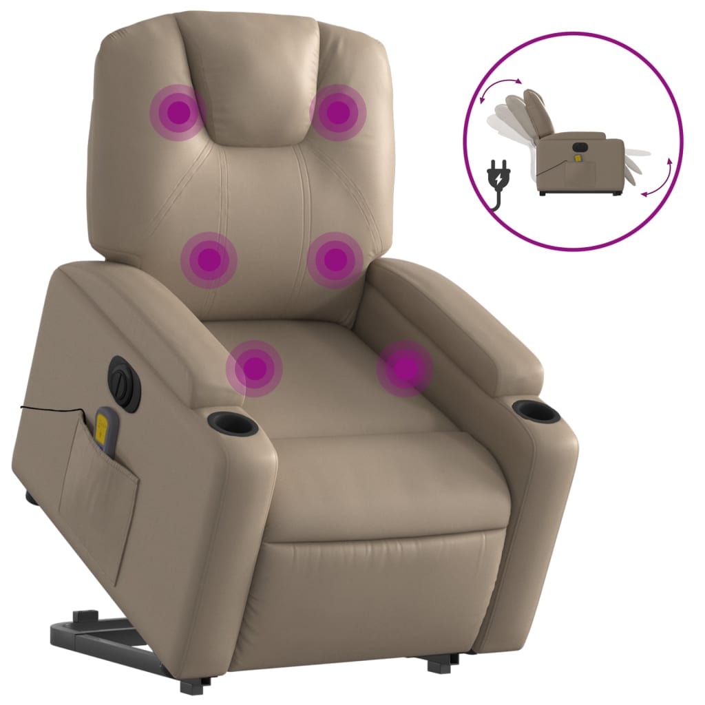 Sta-op-massagestoel elektrisch kunstleer cappuccinokleurig is nu te koop bij PeponiXL, paradijselijk wonen!