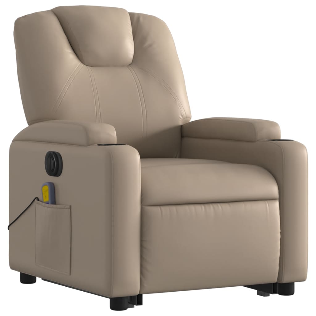 Sta-op-massagestoel elektrisch kunstleer cappuccinokleurig is nu te koop bij PeponiXL, paradijselijk wonen!