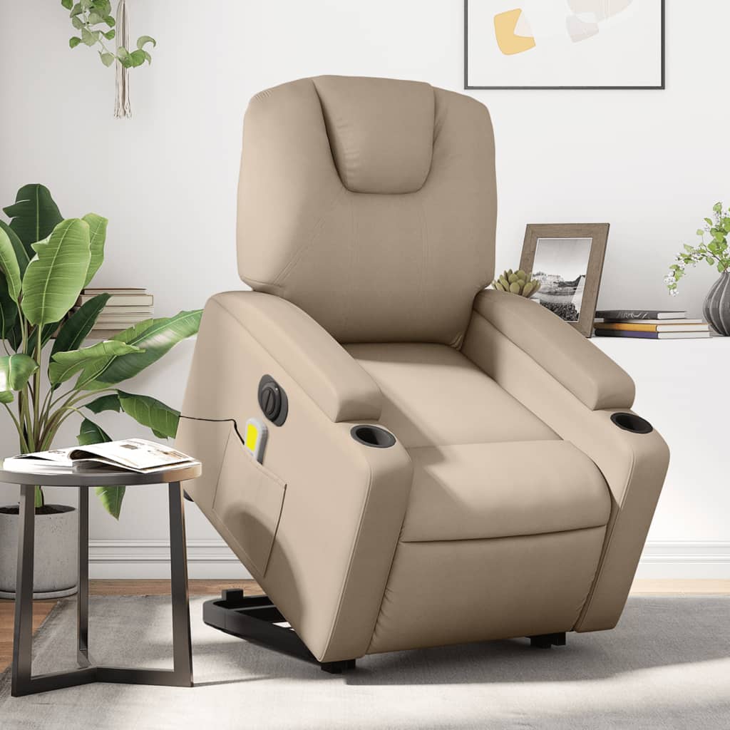 Sta-op-massagestoel elektrisch kunstleer cappuccinokleurig is nu te koop bij PeponiXL, paradijselijk wonen!