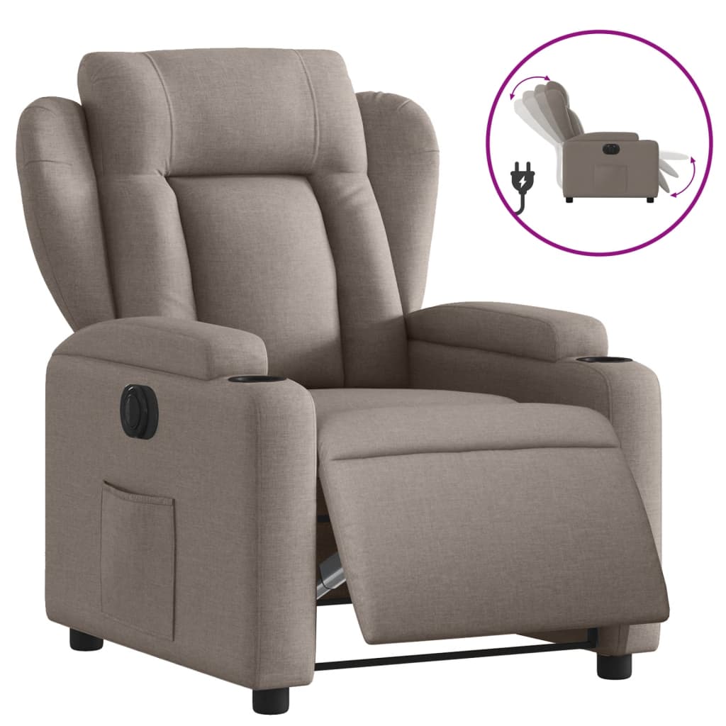 Fauteuil verstelbaar elektrisch stof taupe is nu te koop bij PeponiXL, paradijselijk wonen!