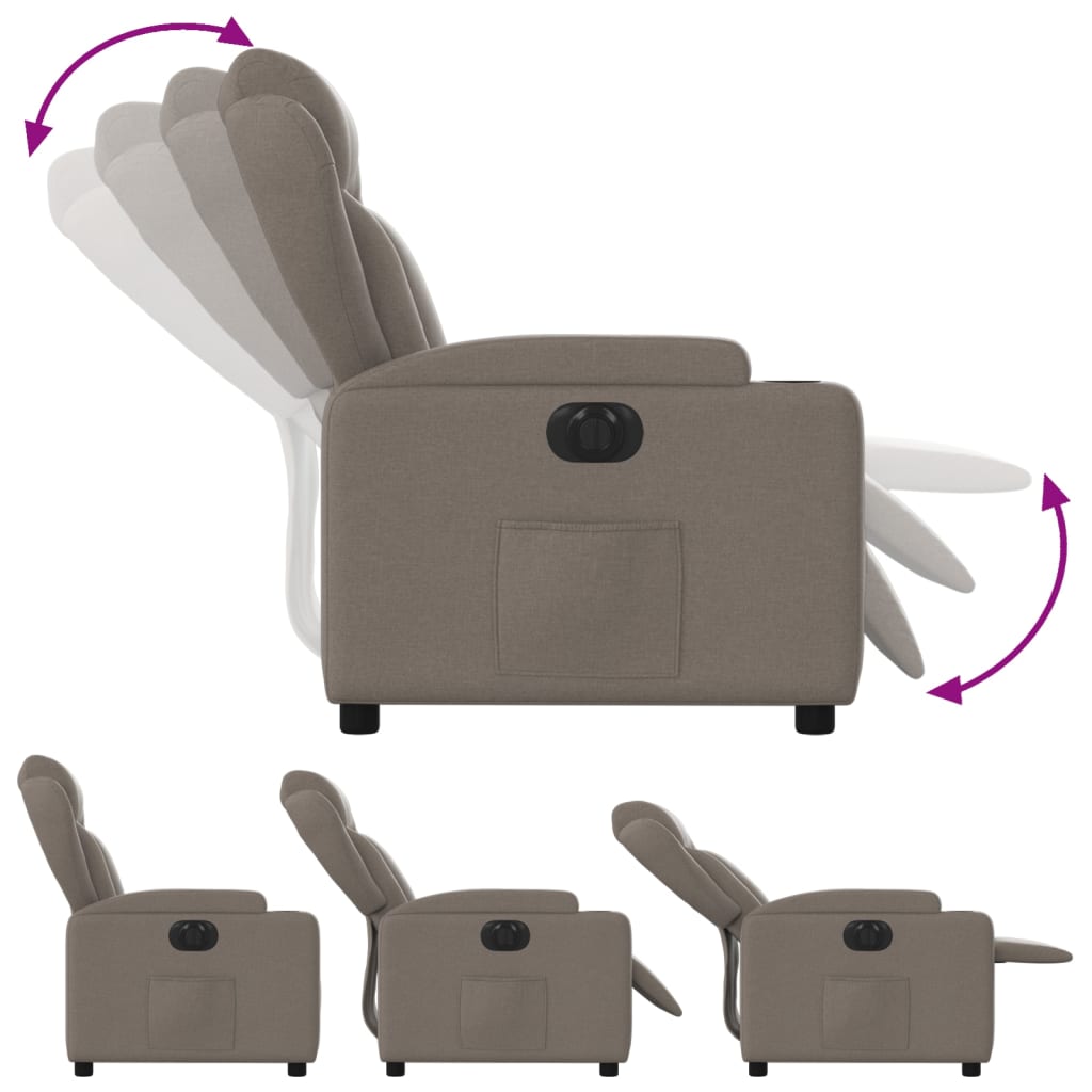 Fauteuil verstelbaar elektrisch stof taupe is nu te koop bij PeponiXL, paradijselijk wonen!