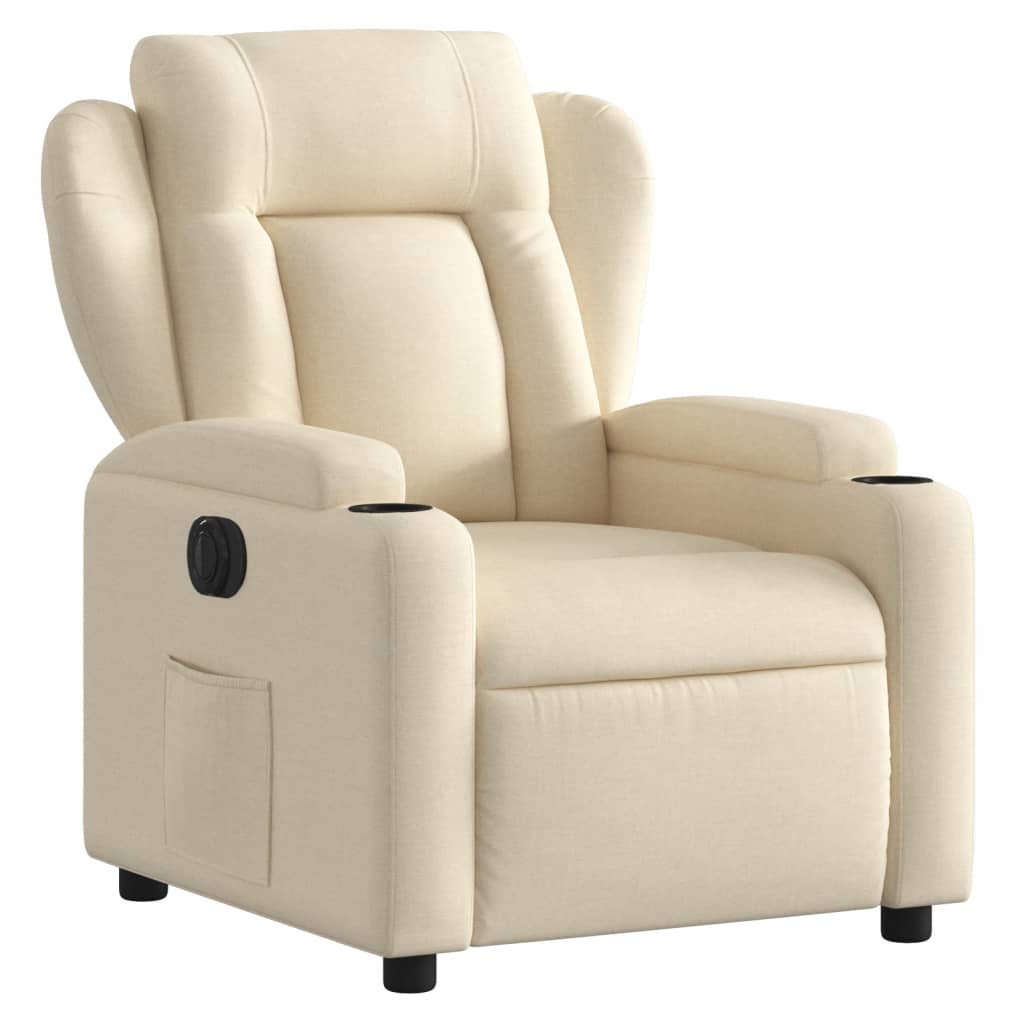 Fauteuil verstelbaar elektrisch stof crèmekleurig is nu te koop bij PeponiXL, paradijselijk wonen!