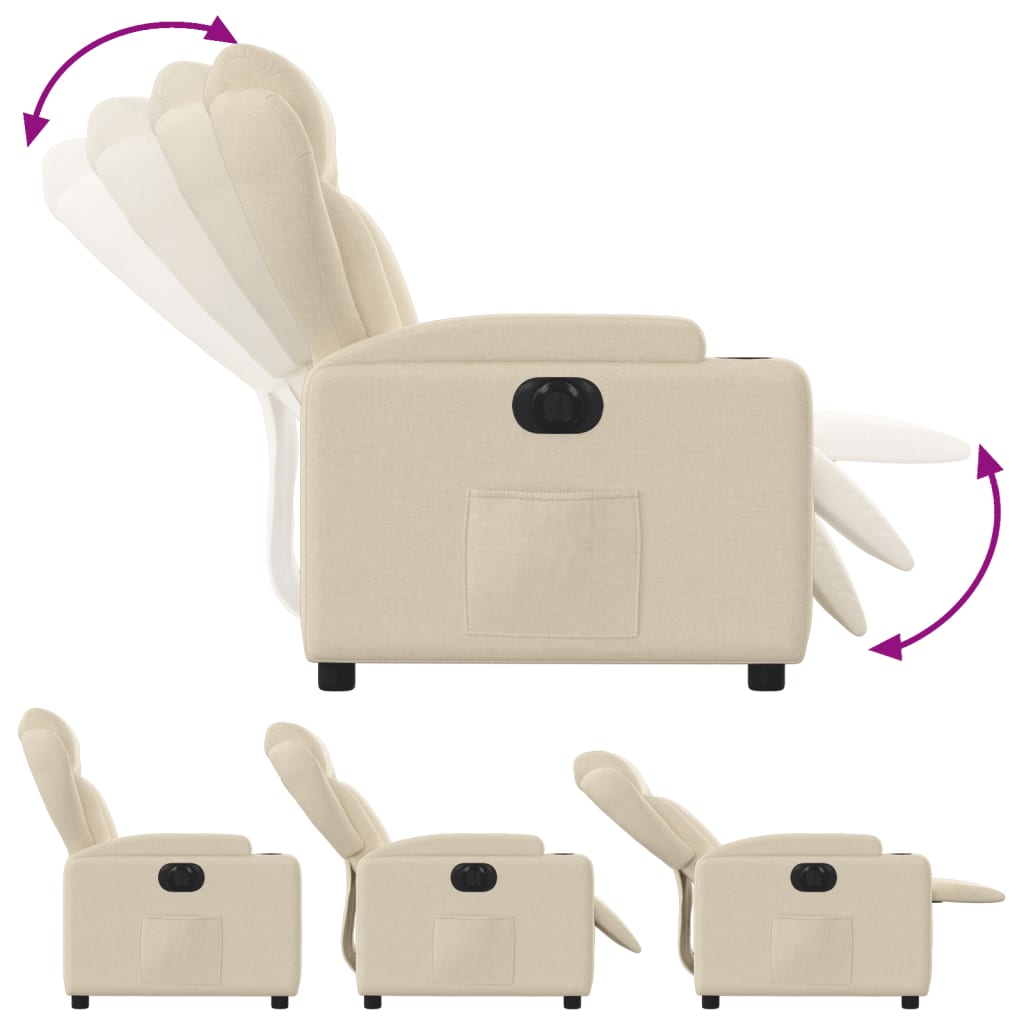 Fauteuil verstelbaar elektrisch stof crèmekleurig is nu te koop bij PeponiXL, paradijselijk wonen!