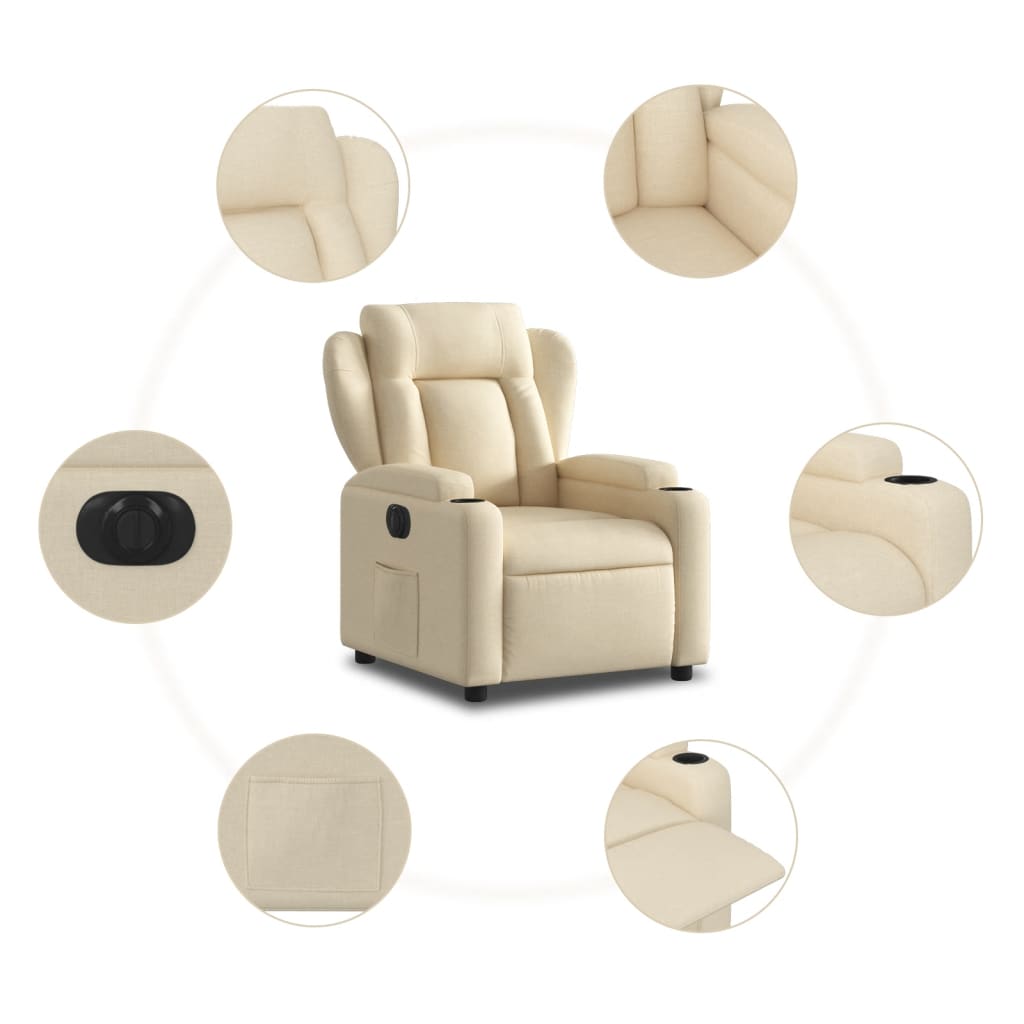 Fauteuil verstelbaar elektrisch stof crèmekleurig is nu te koop bij PeponiXL, paradijselijk wonen!