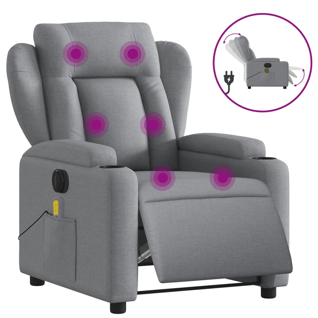 Massagestoel elektrisch verstelbaar stof lichtgrijs is nu te koop bij PeponiXL, paradijselijk wonen!