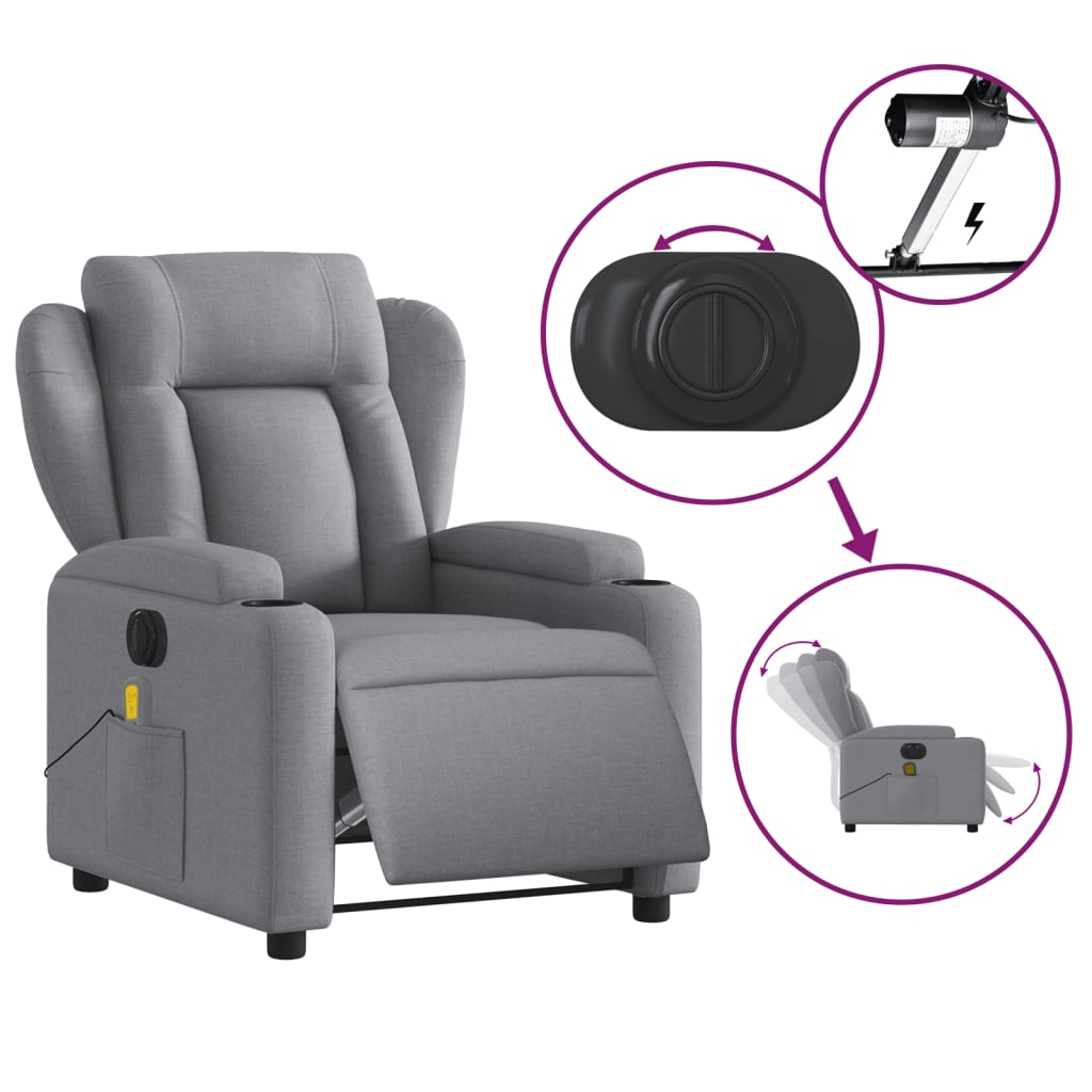 Massagestoel elektrisch verstelbaar stof lichtgrijs is nu te koop bij PeponiXL, paradijselijk wonen!