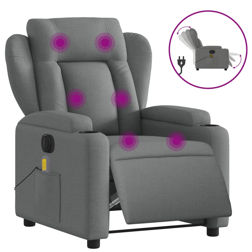 Massagestoel elektrisch verstelbaar stof donkergrijs is nu te koop bij PeponiXL, paradijselijk wonen!
