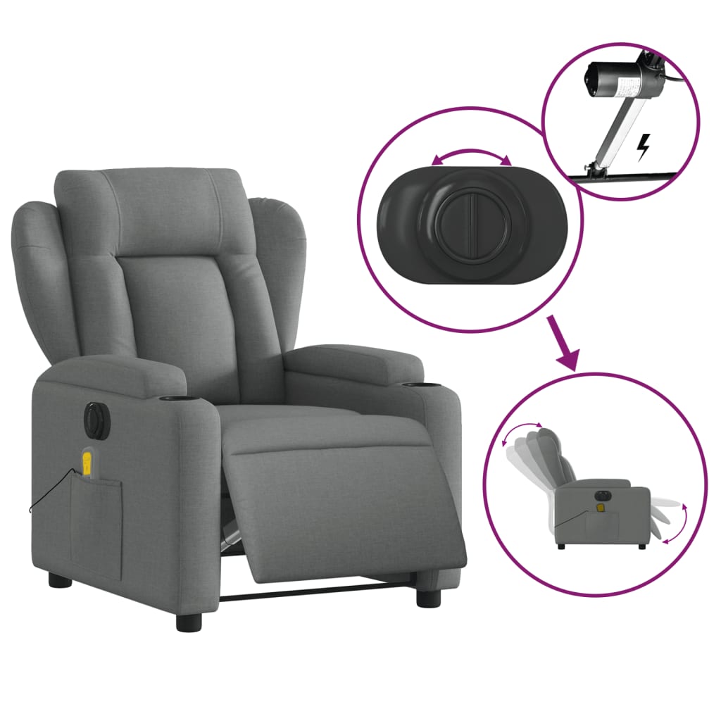 Massagestoel elektrisch verstelbaar stof donkergrijs is nu te koop bij PeponiXL, paradijselijk wonen!