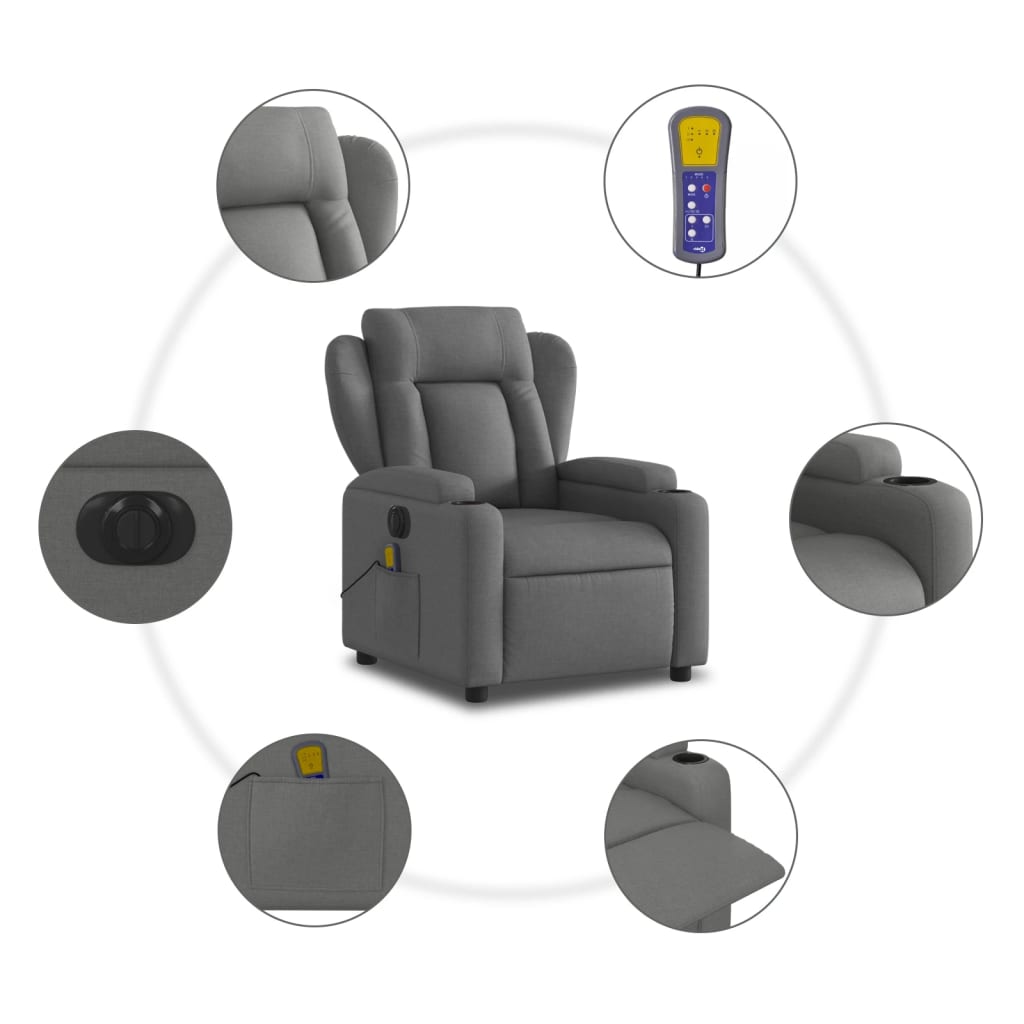 Massagestoel elektrisch verstelbaar stof donkergrijs is nu te koop bij PeponiXL, paradijselijk wonen!