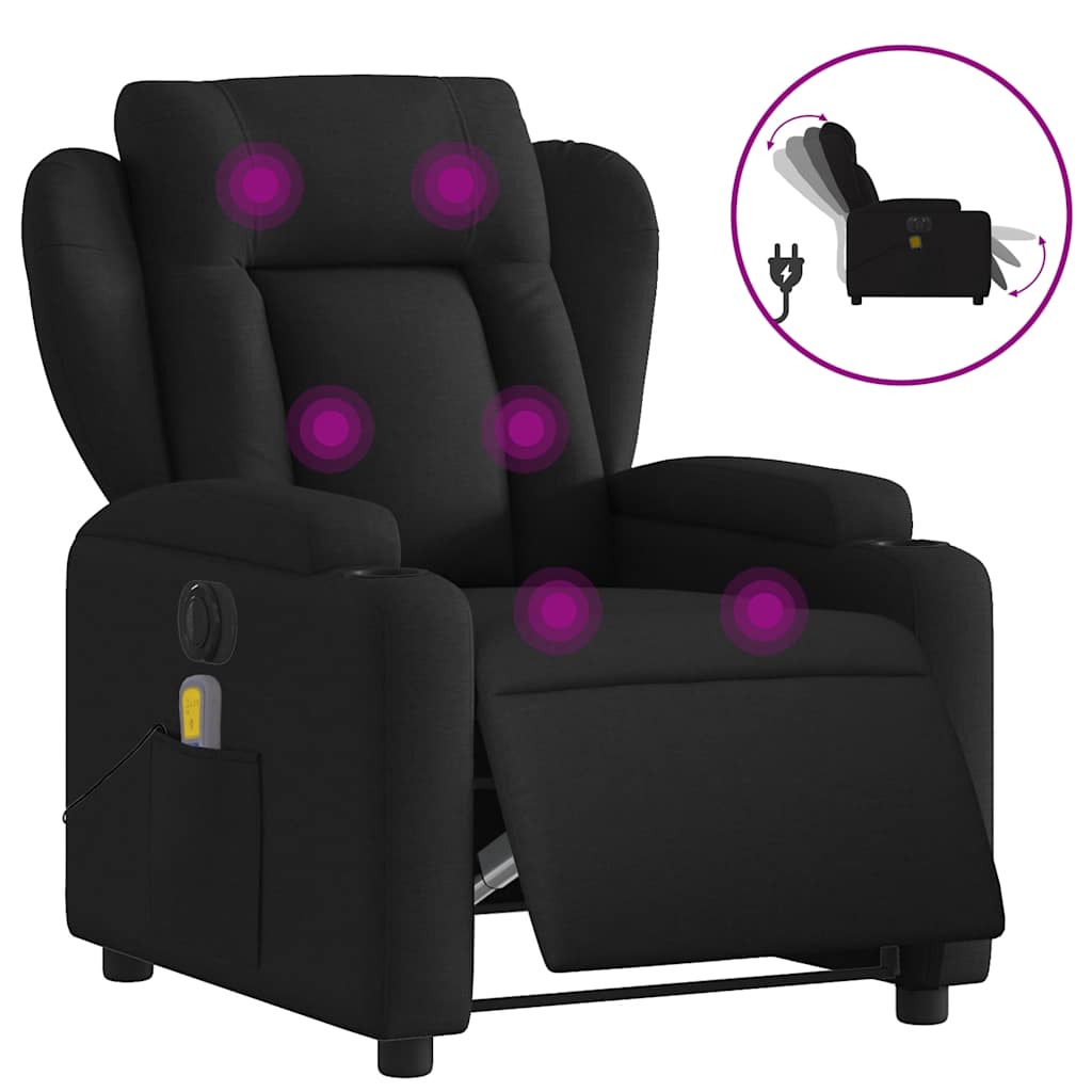 Massagestoel elektrisch verstelbaar stof zwart is nu te koop bij PeponiXL, paradijselijk wonen!