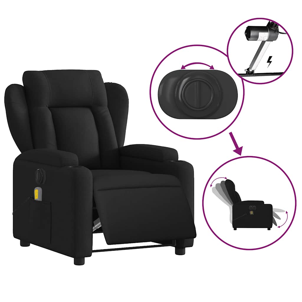 Massagestoel elektrisch verstelbaar stof zwart is nu te koop bij PeponiXL, paradijselijk wonen!