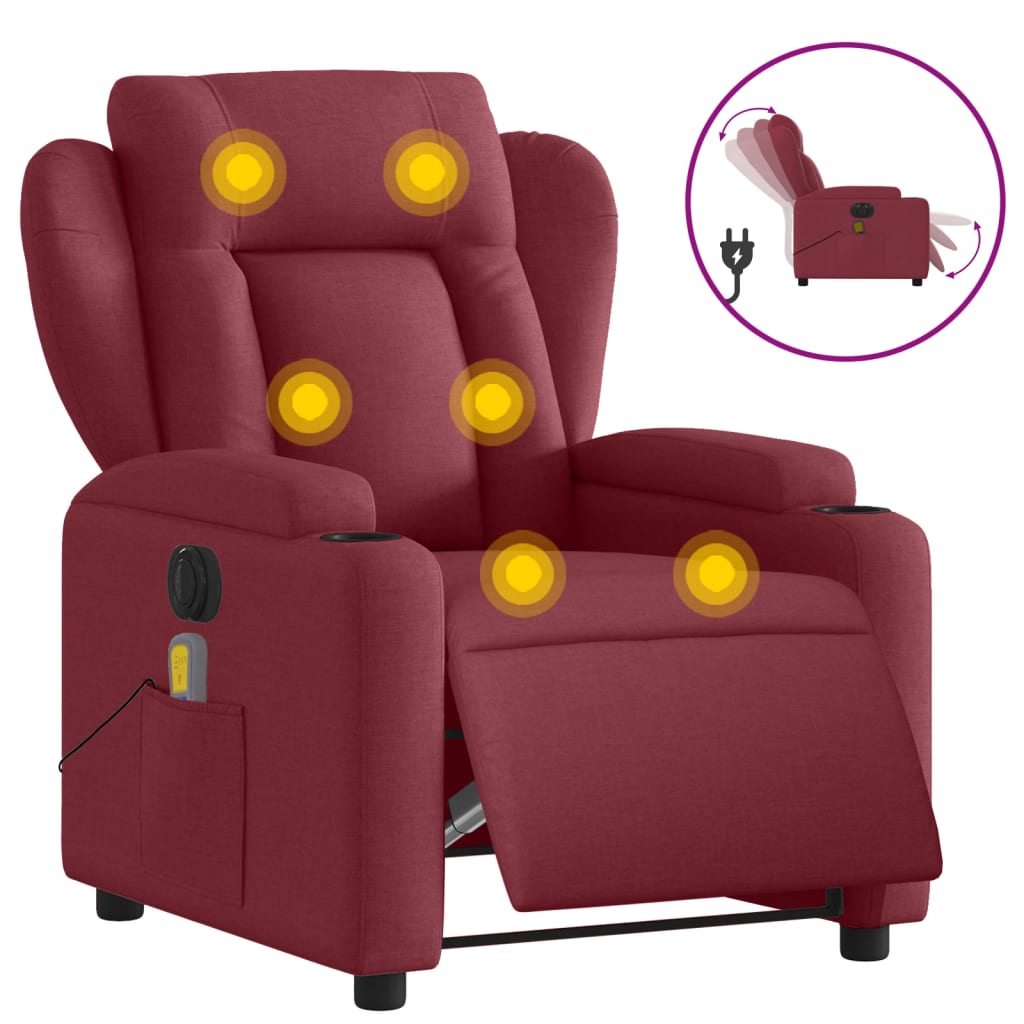 Massagestoel elektrisch verstelbaar stof wijnrood is nu te koop bij PeponiXL, paradijselijk wonen!