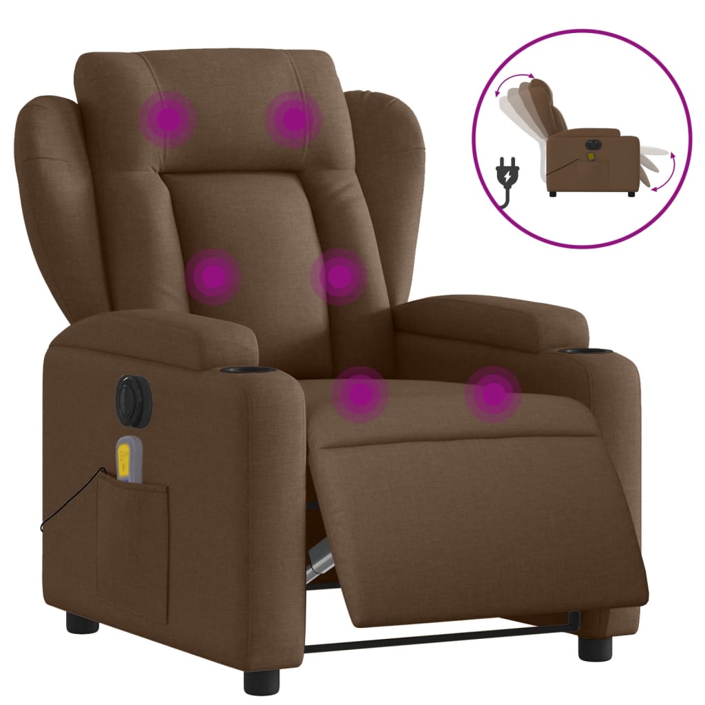 Massagestoel elektrisch verstelbaar stof bruin is nu te koop bij PeponiXL, paradijselijk wonen!