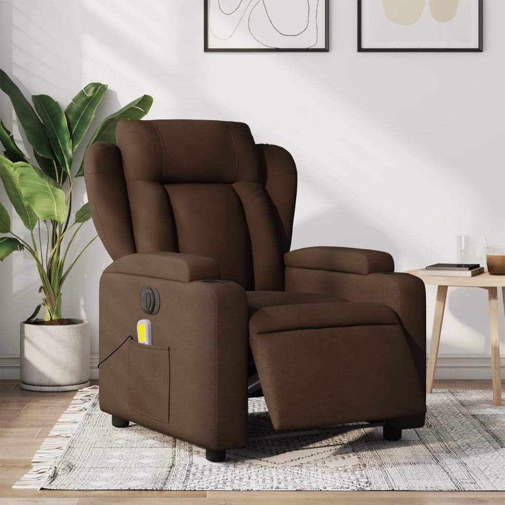 Massagestoel elektrisch verstelbaar stof bruin is nu te koop bij PeponiXL, paradijselijk wonen!