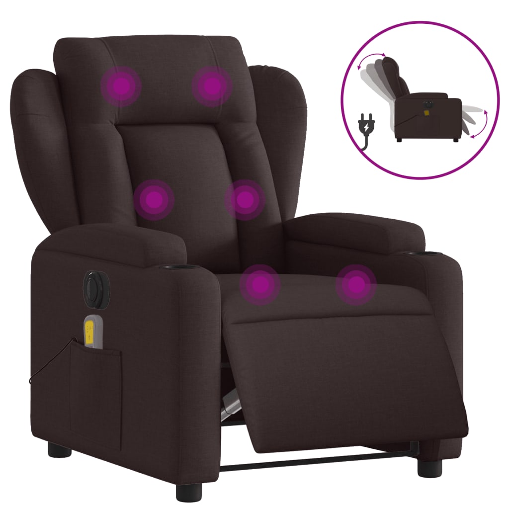 Massagestoel elektrisch verstelbaar stof donkerbruin is nu te koop bij PeponiXL, paradijselijk wonen!