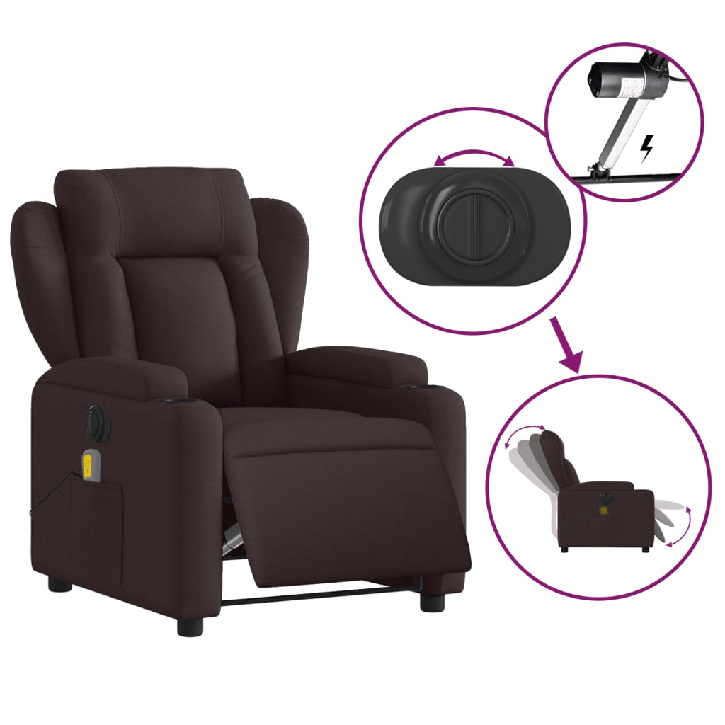 Massagestoel elektrisch verstelbaar stof donkerbruin is nu te koop bij PeponiXL, paradijselijk wonen!