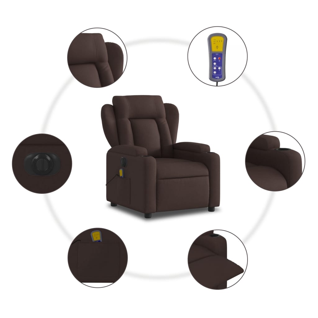 Massagestoel elektrisch verstelbaar stof donkerbruin is nu te koop bij PeponiXL, paradijselijk wonen!