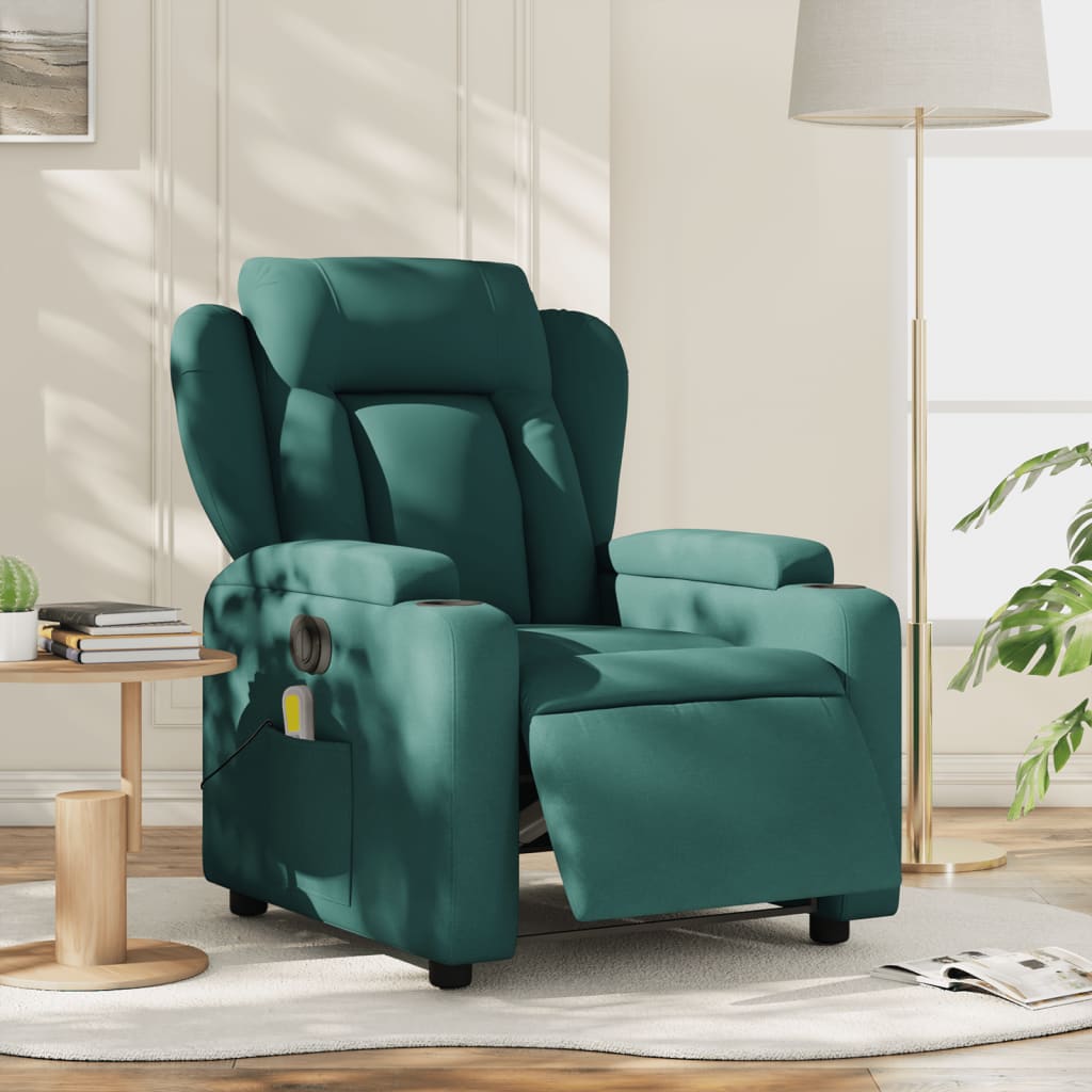 Massagestoel elektrisch verstelbaar stof donkergroen is nu te koop bij PeponiXL, paradijselijk wonen!