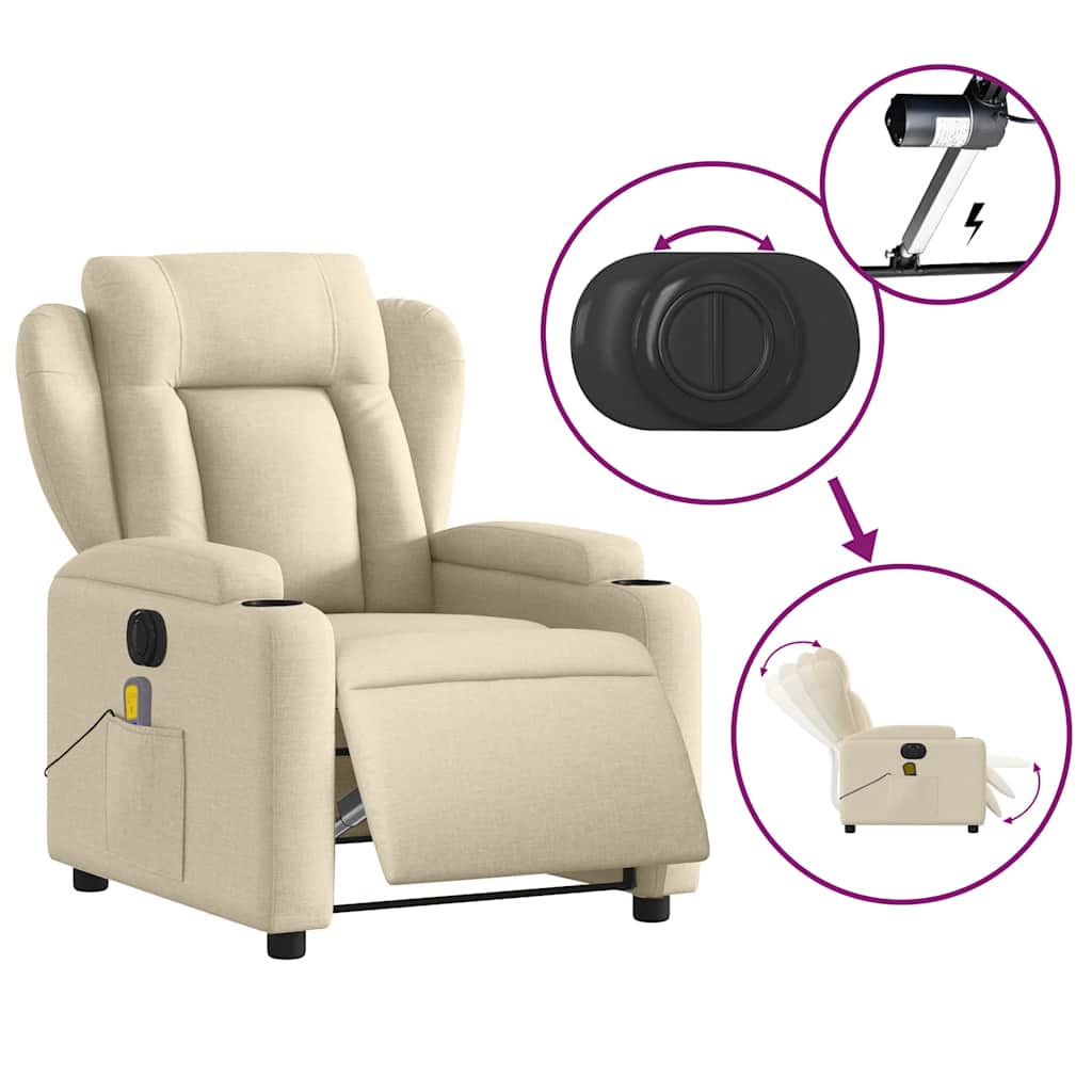 Massagestoel elektrisch verstelbaar stof crèmekleurig is nu te koop bij PeponiXL, paradijselijk wonen!
