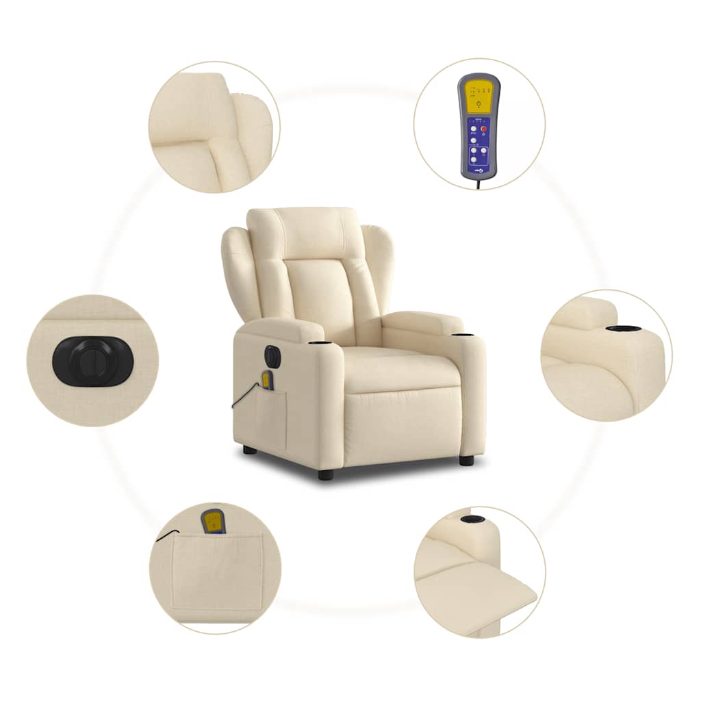 Massagestoel elektrisch verstelbaar stof crèmekleurig is nu te koop bij PeponiXL, paradijselijk wonen!