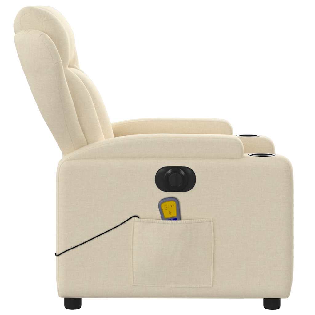 Massagestoel elektrisch verstelbaar stof crèmekleurig is nu te koop bij PeponiXL, paradijselijk wonen!