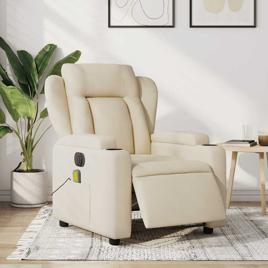 Massagestoel elektrisch verstelbaar stof crèmekleurig is nu te koop bij PeponiXL, paradijselijk wonen!