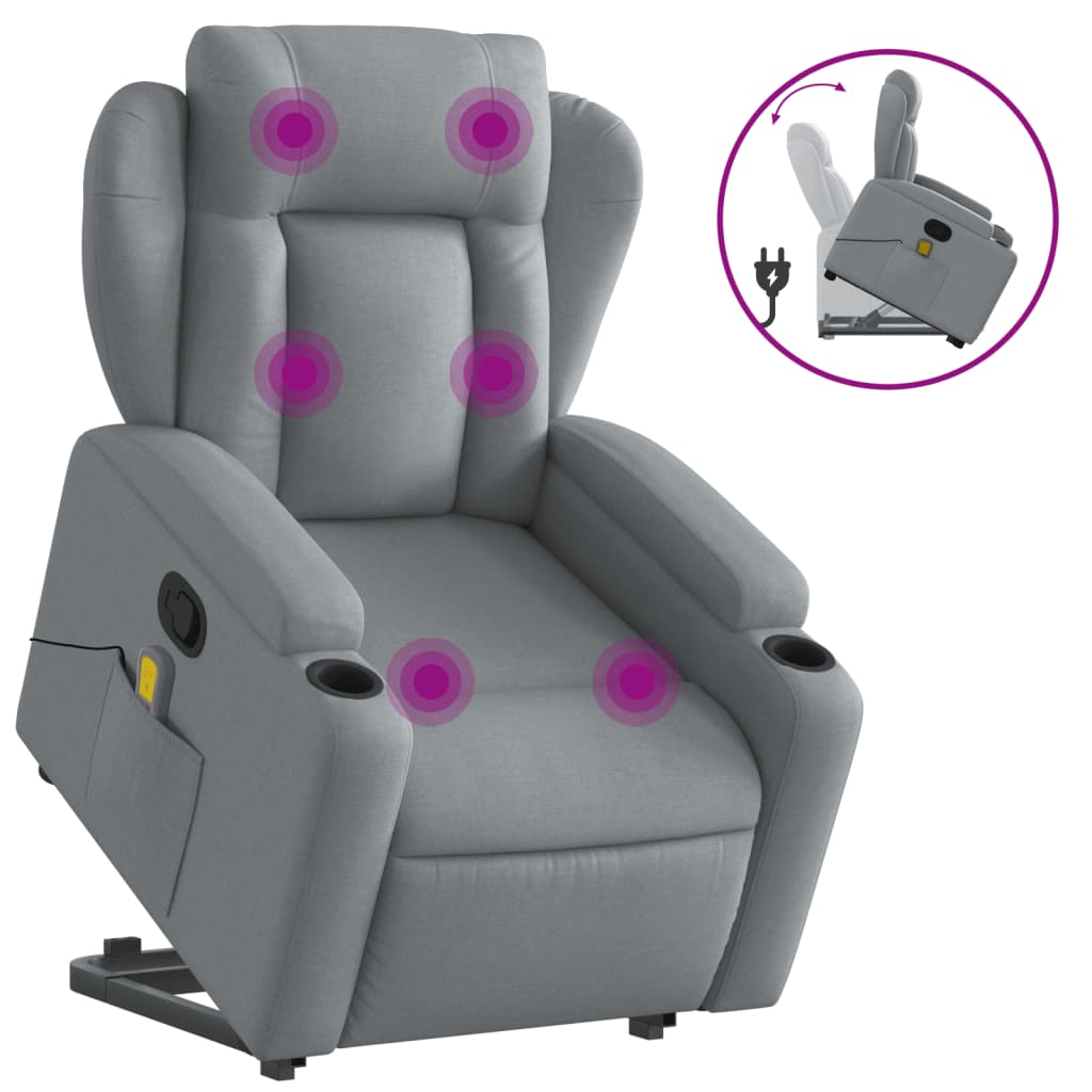 Sta-op-massagestoel verstelbaar stof lichtgrijs is nu te koop bij PeponiXL, paradijselijk wonen!
