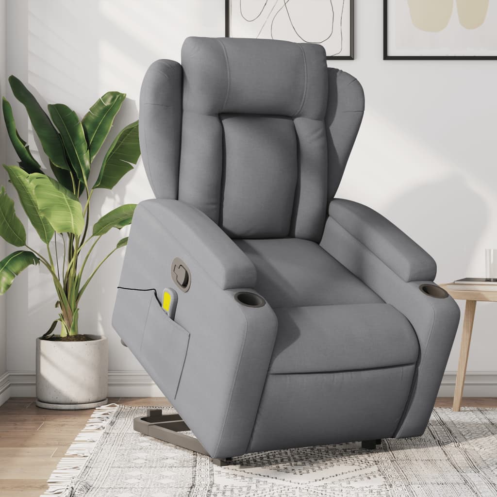 Sta-op-massagestoel verstelbaar stof lichtgrijs is nu te koop bij PeponiXL, paradijselijk wonen!
