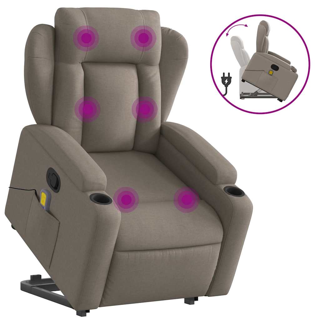 Sta-op-massagestoel verstelbaar stof taupe is nu te koop bij PeponiXL, paradijselijk wonen!