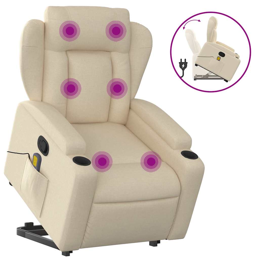 Sta-op-massagestoel verstelbaar stof crèmekleurig is nu te koop bij PeponiXL, paradijselijk wonen!