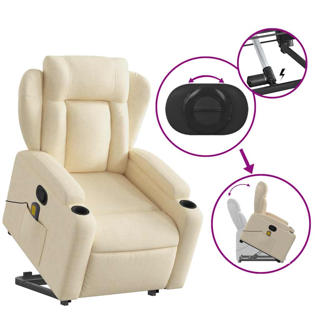 Sta-op-massagestoel verstelbaar stof crèmekleurig is nu te koop bij PeponiXL, paradijselijk wonen!