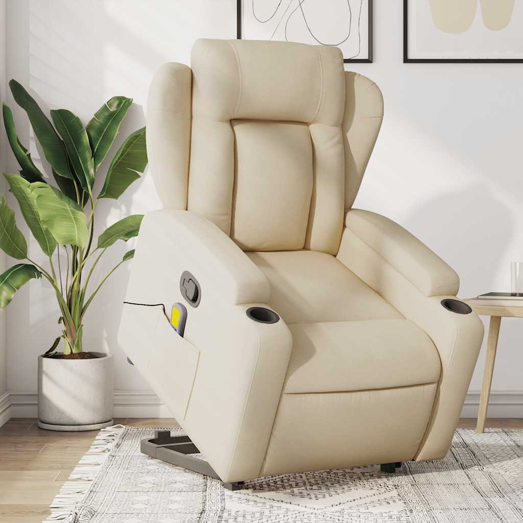 Sta-op-massagestoel verstelbaar stof crèmekleurig is nu te koop bij PeponiXL, paradijselijk wonen!