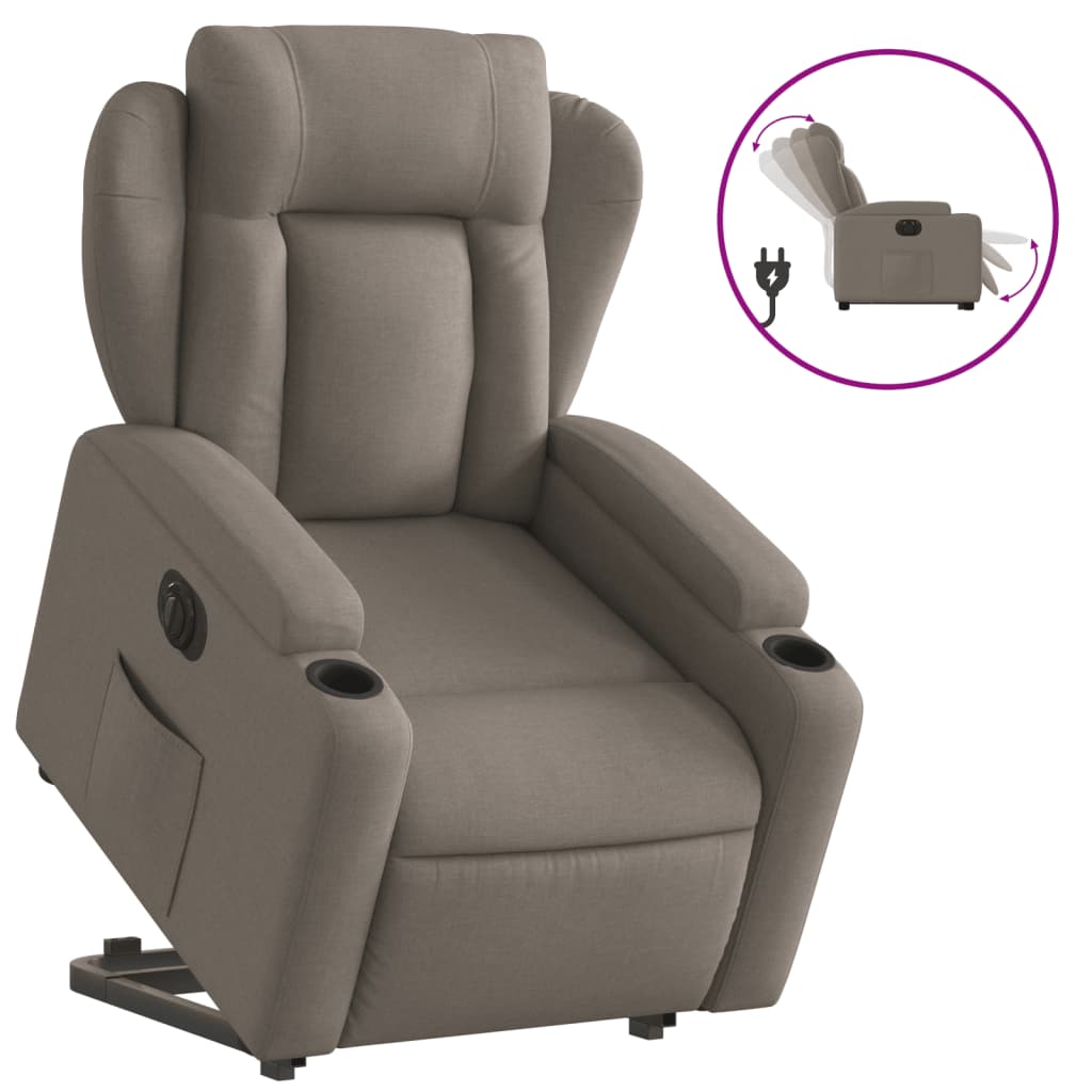 Sta-op-stoel elektrisch verstelbaar stof taupe is nu te koop bij PeponiXL, paradijselijk wonen!