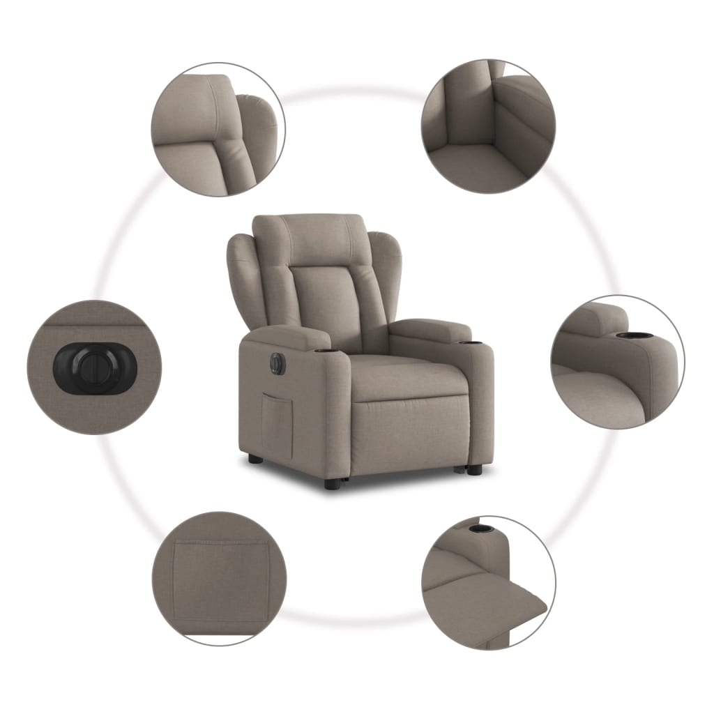 Sta-op-stoel elektrisch verstelbaar stof taupe is nu te koop bij PeponiXL, paradijselijk wonen!