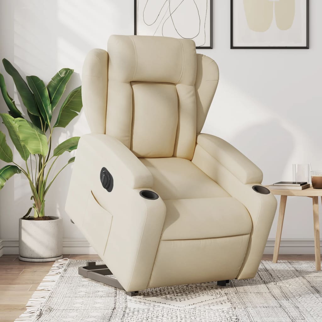 Sta-op-stoel elektrisch verstelbaar stof crèmekleurig is nu te koop bij PeponiXL, paradijselijk wonen!