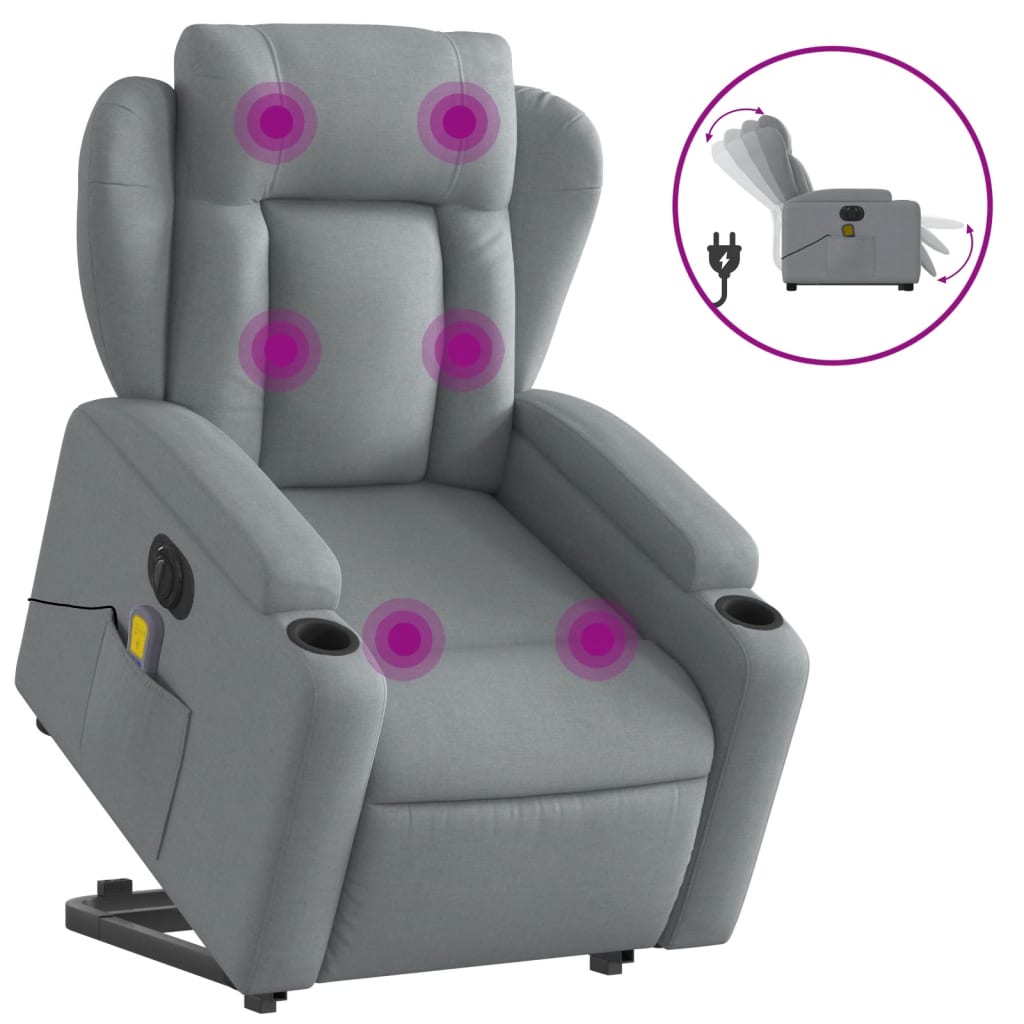Sta-op-massagestoel elektrisch verstelbaar stof lichtgrijs is nu te koop bij PeponiXL, paradijselijk wonen!