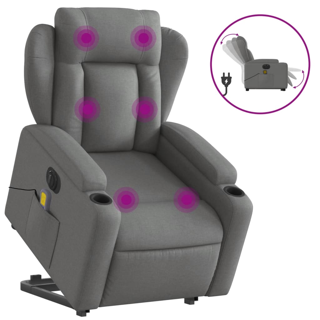 Sta-op-massagestoel elektrisch verstelbaar stof donkergrijs is nu te koop bij PeponiXL, paradijselijk wonen!