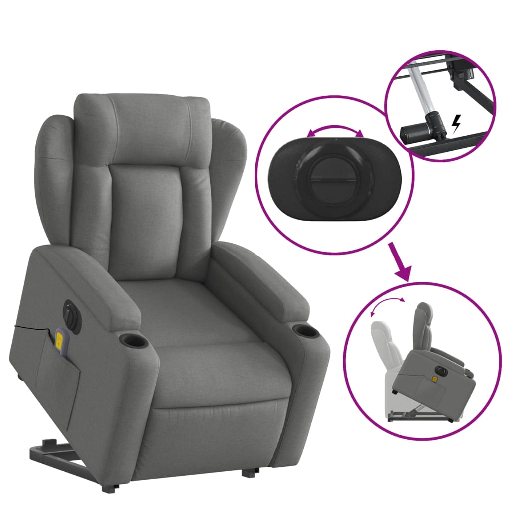 Sta-op-massagestoel elektrisch verstelbaar stof donkergrijs is nu te koop bij PeponiXL, paradijselijk wonen!