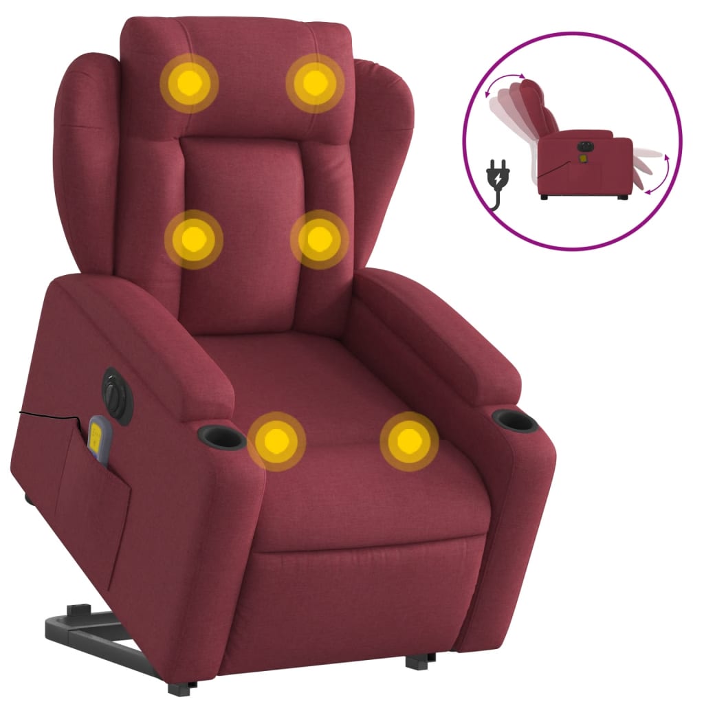 Sta-op-massagestoel elektrisch verstelbaar stof wijnrood is nu te koop bij PeponiXL, paradijselijk wonen!