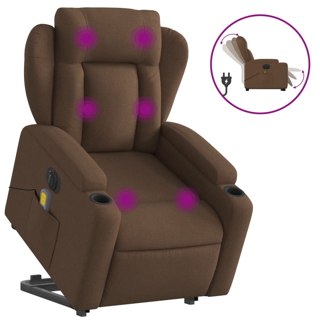 Sta-op-massagestoel elektrisch verstelbaar stof bruin is nu te koop bij PeponiXL, paradijselijk wonen!