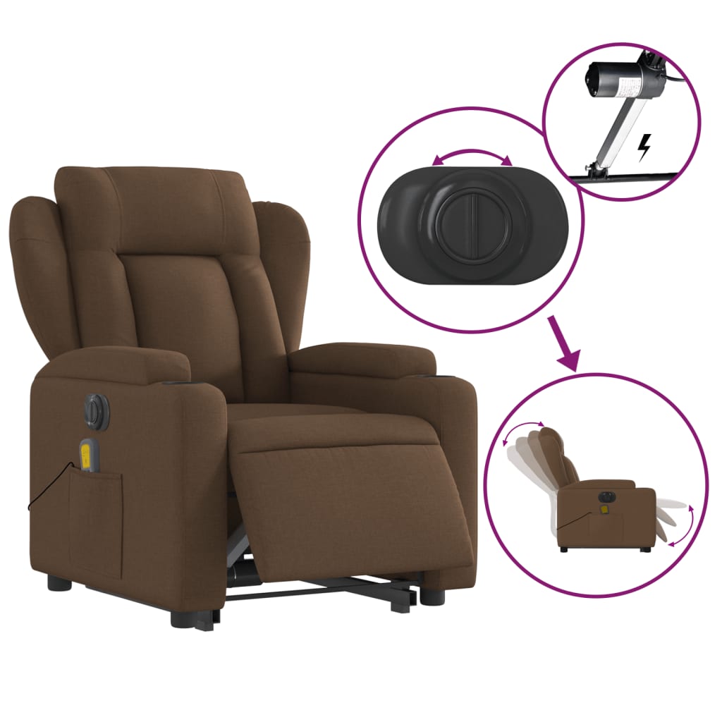 Sta-op-massagestoel elektrisch verstelbaar stof bruin is nu te koop bij PeponiXL, paradijselijk wonen!