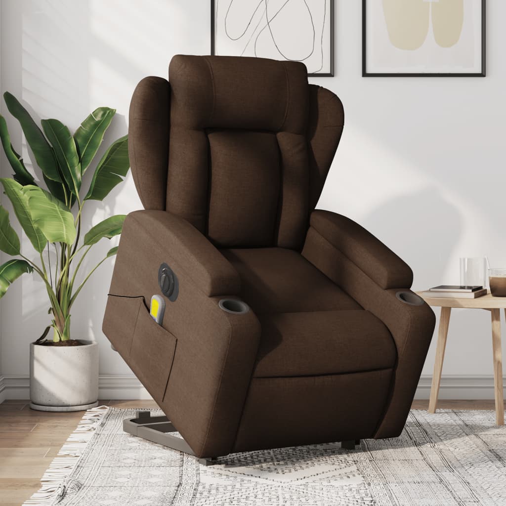 Sta-op-massagestoel elektrisch verstelbaar stof bruin is nu te koop bij PeponiXL, paradijselijk wonen!