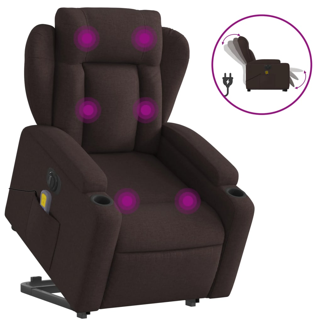 Sta-op-massagestoel elektrisch verstelbaar stof donkerbruin is nu te koop bij PeponiXL, paradijselijk wonen!