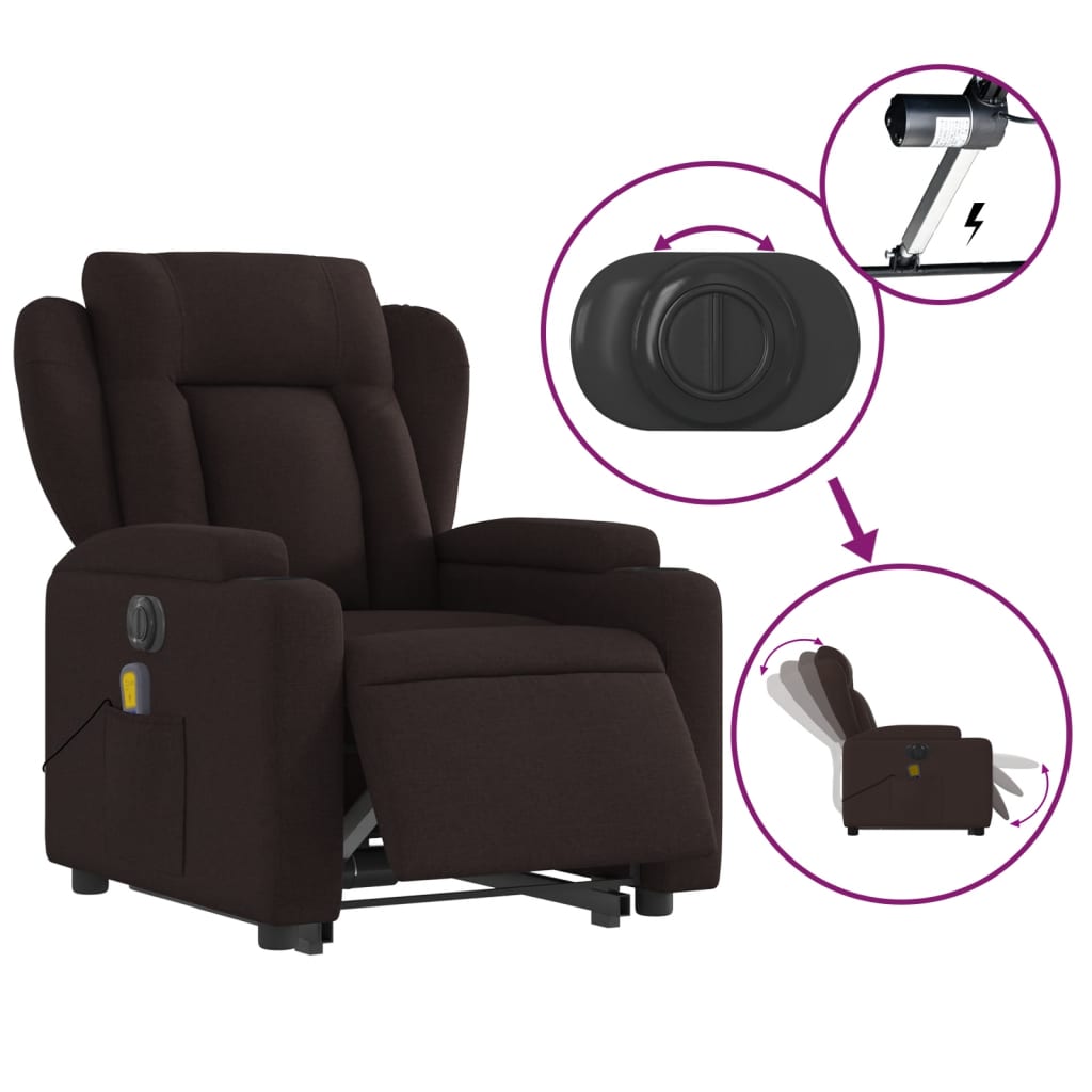 Sta-op-massagestoel elektrisch verstelbaar stof donkerbruin is nu te koop bij PeponiXL, paradijselijk wonen!