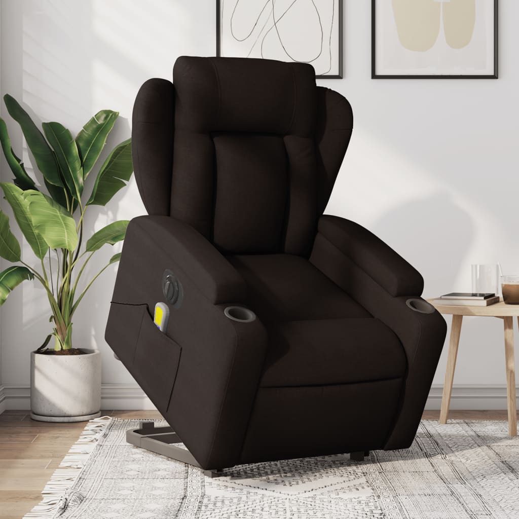 Sta-op-massagestoel elektrisch verstelbaar stof donkerbruin is nu te koop bij PeponiXL, paradijselijk wonen!