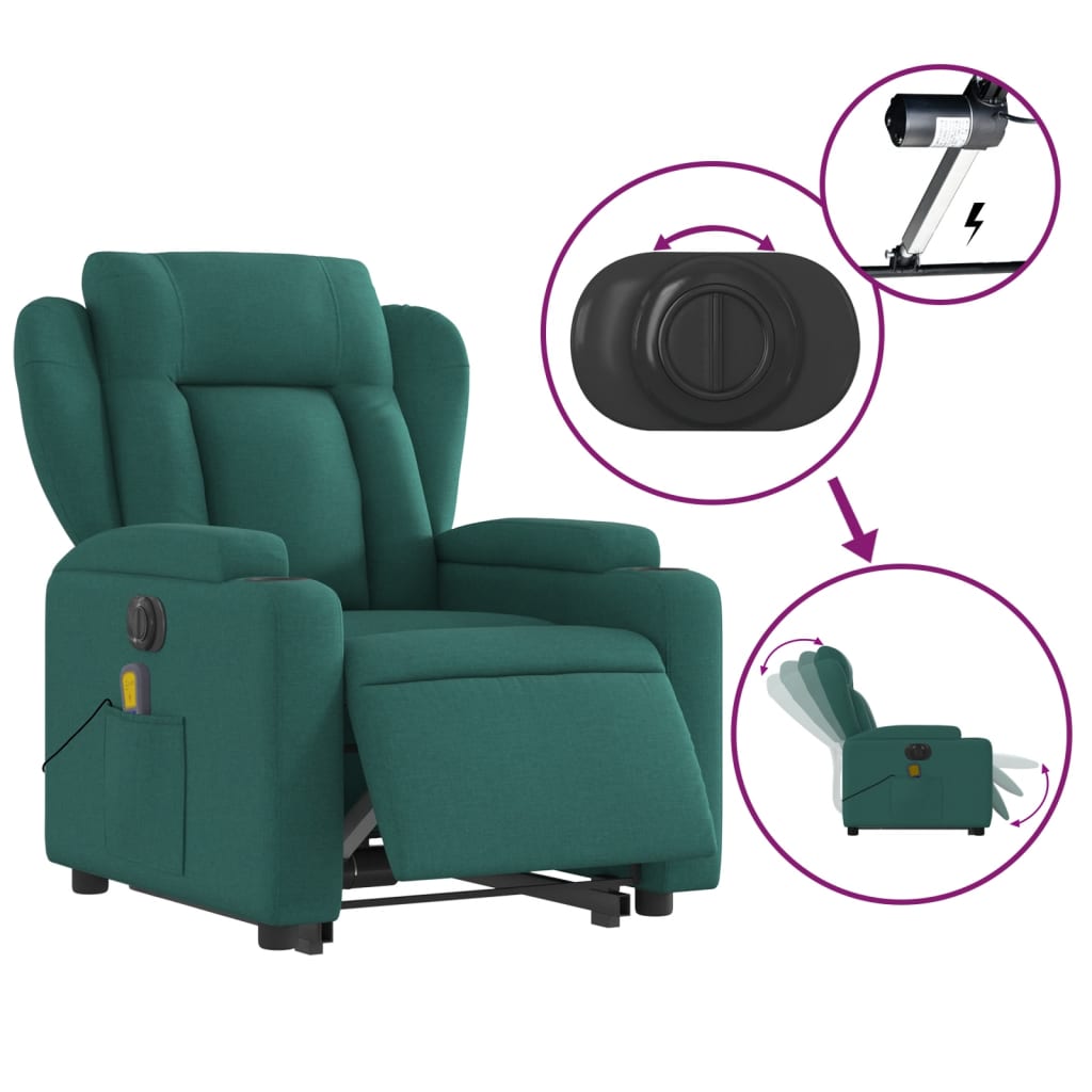 Sta-op-massagestoel elektrisch verstelbaar stof donkergroen is nu te koop bij PeponiXL, paradijselijk wonen!