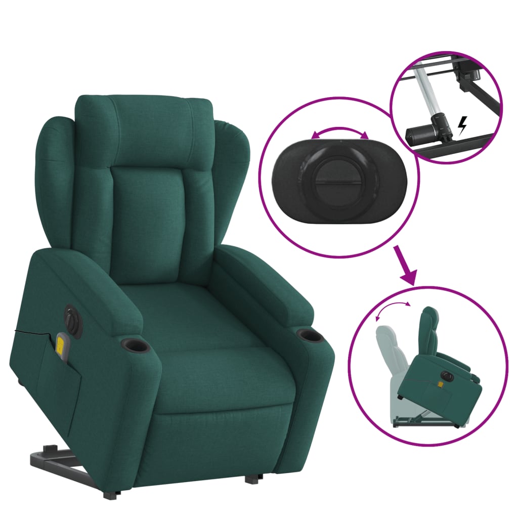 Sta-op-massagestoel elektrisch verstelbaar stof donkergroen is nu te koop bij PeponiXL, paradijselijk wonen!