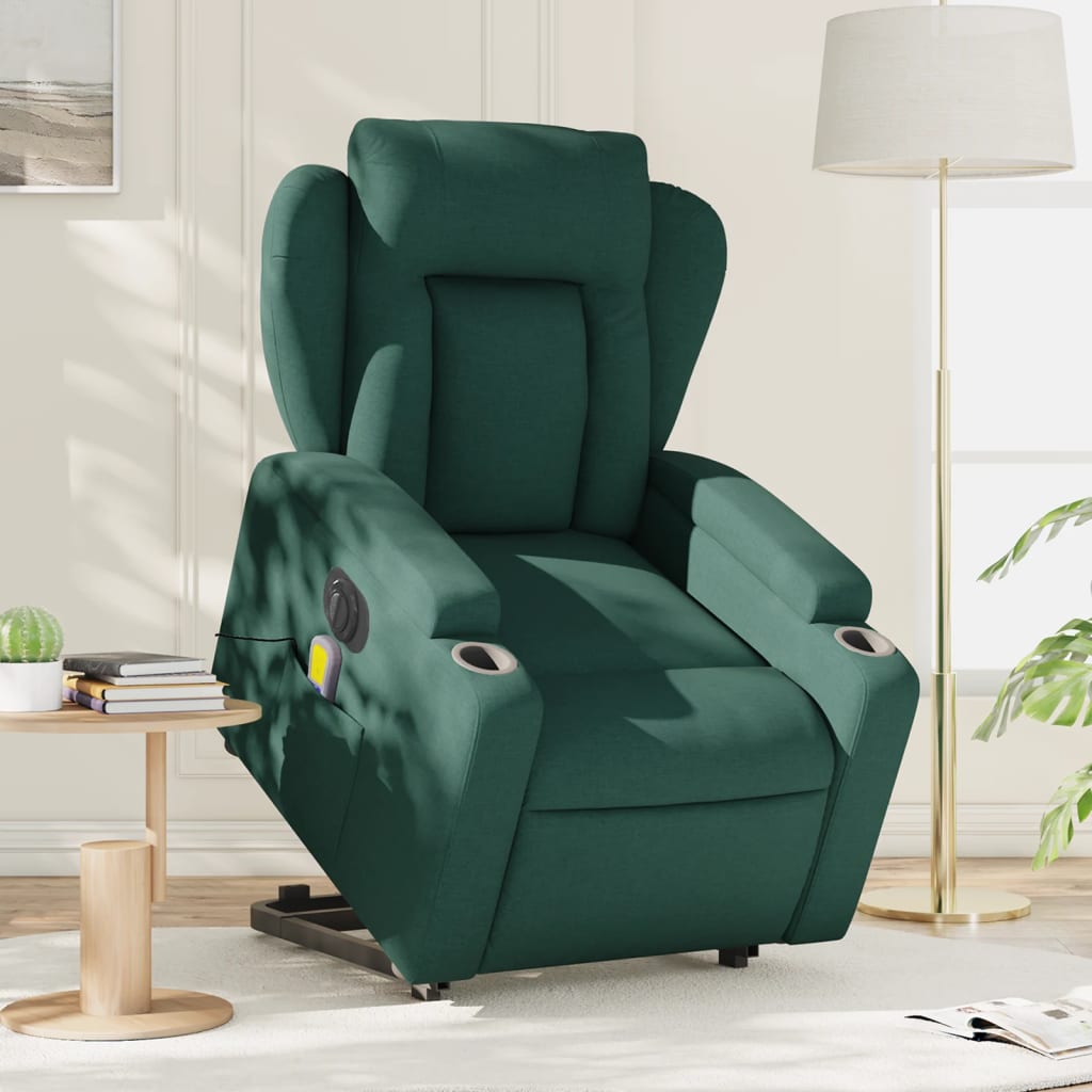 Sta-op-massagestoel elektrisch verstelbaar stof donkergroen is nu te koop bij PeponiXL, paradijselijk wonen!